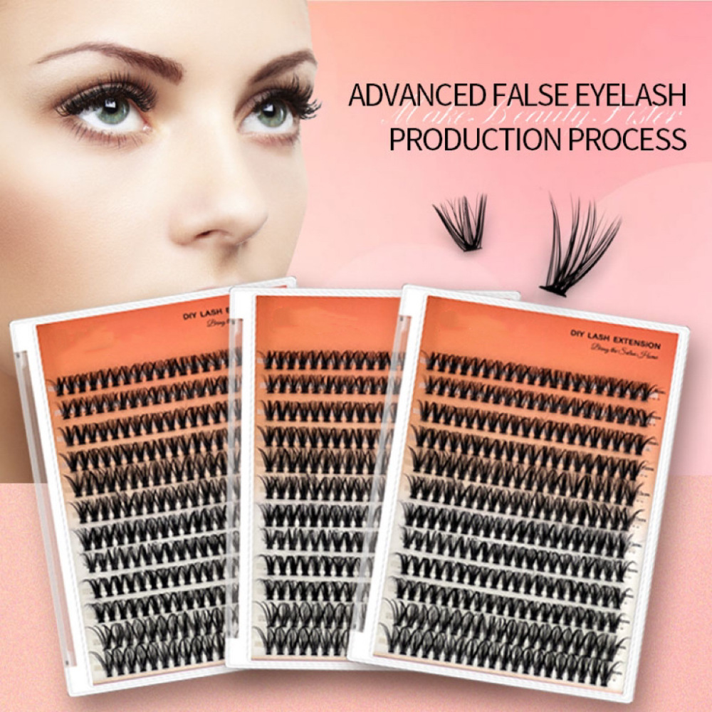 分段式30D40D热熔朵毛自嫁接12排装大容量单簇混装浓密欧美假睫毛