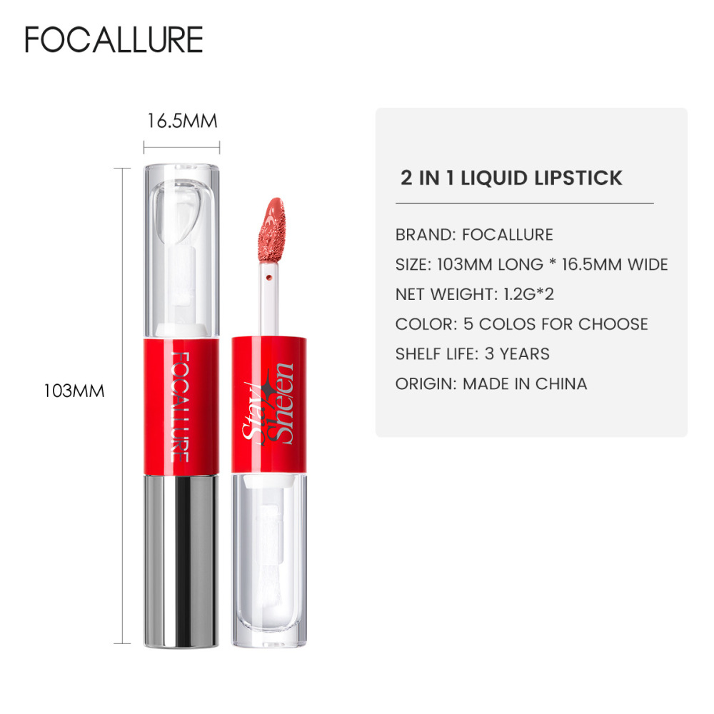 FOCALLURE双头哑光唇釉透明唇蜜L58(仅供出口采购,不对个人售卖)