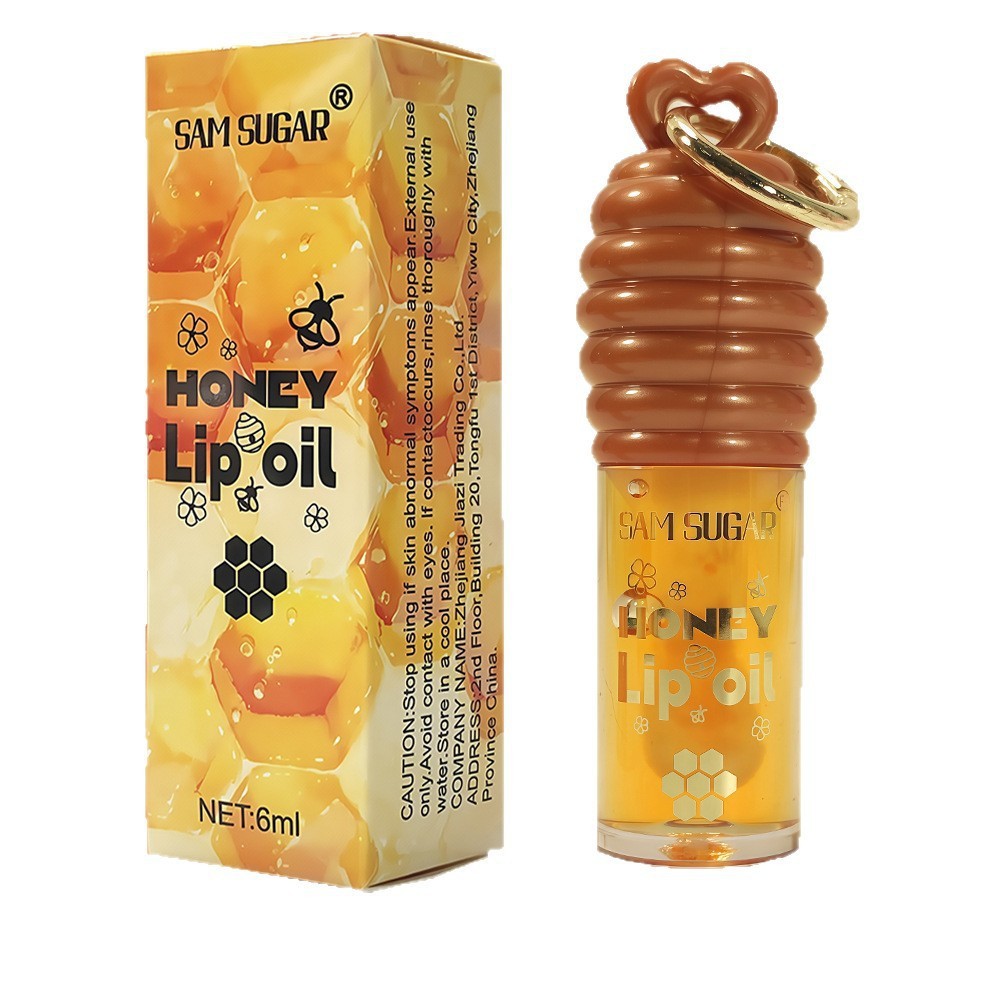 跨境唇油SAM SUGAR蜂蜜唇油滋润淡化唇纹护唇蜜透明保湿透明唇膏