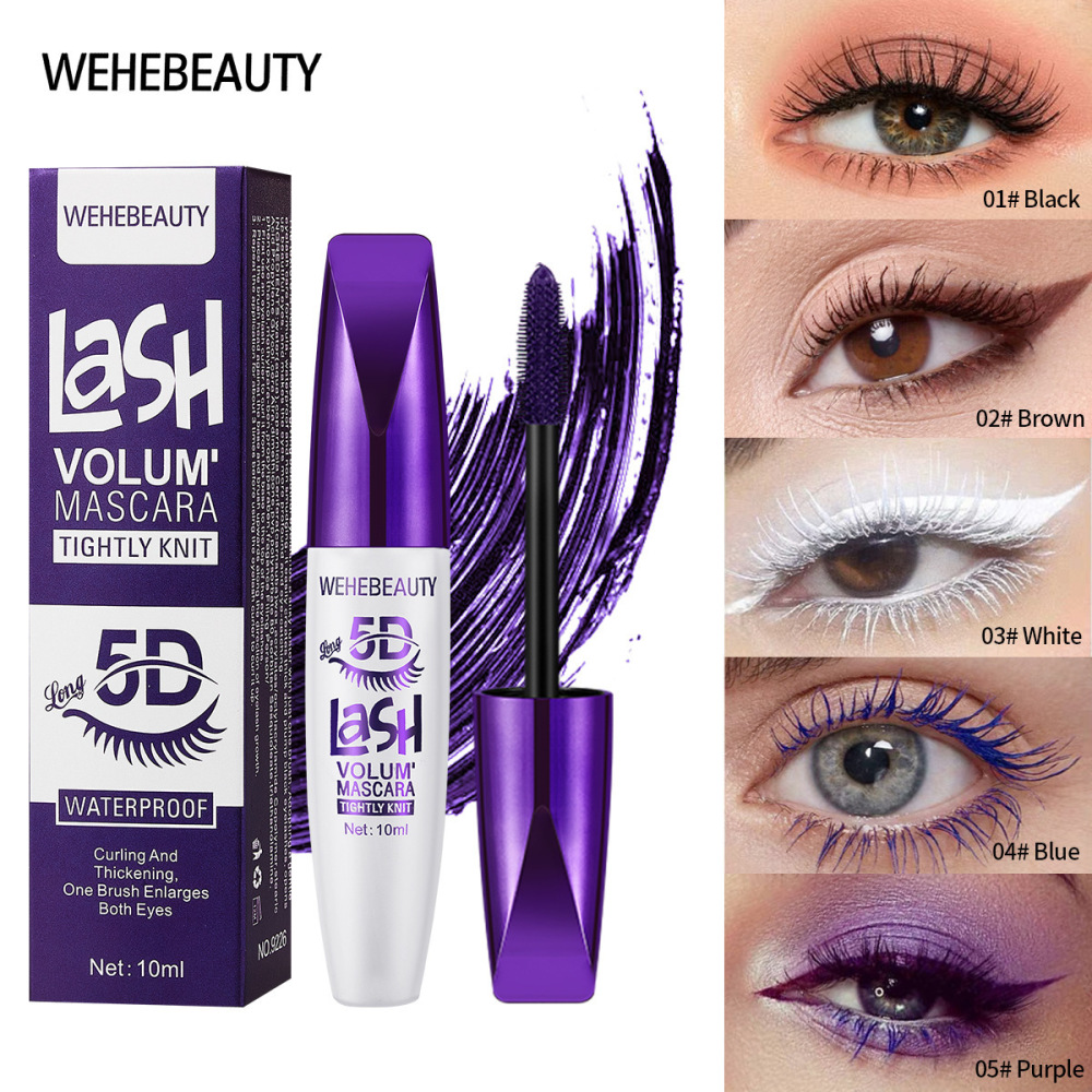 跨境彩色wehebeauty5D立体睫毛膏打底持久不晕染纤长持久卷翘定型