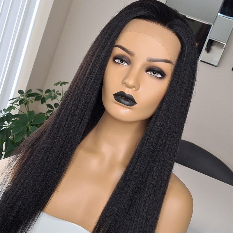 外贸欧美假发女 非洲黑色中分长直发 跨境电商货源 前蕾丝wigs