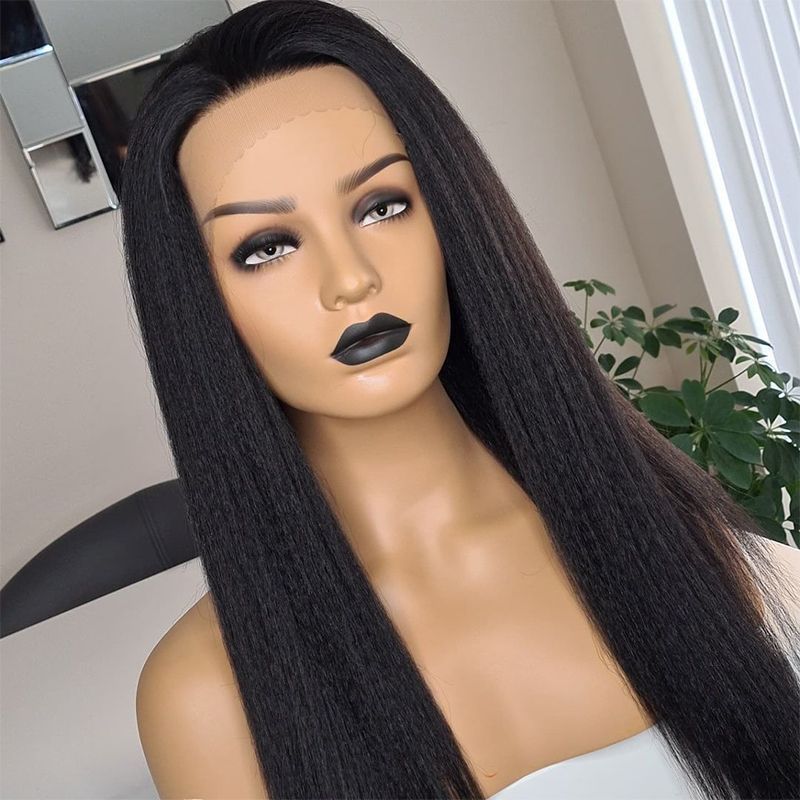 外贸欧美假发女 非洲黑色中分长直发 跨境电商货源 前蕾丝wigs