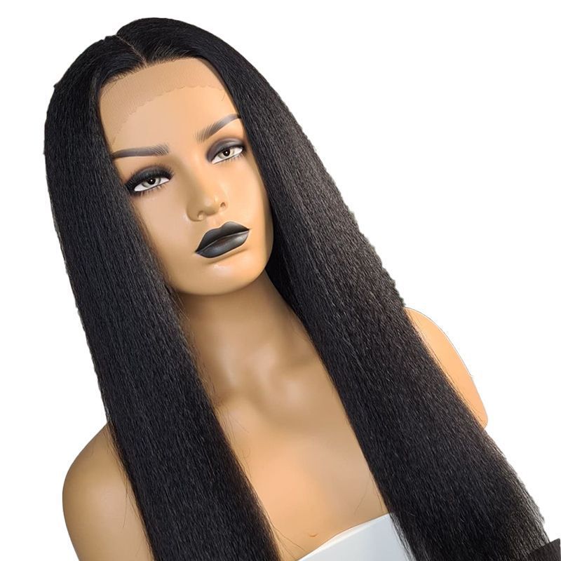 外贸欧美假发女 非洲黑色中分长直发 跨境电商货源 前蕾丝wigs