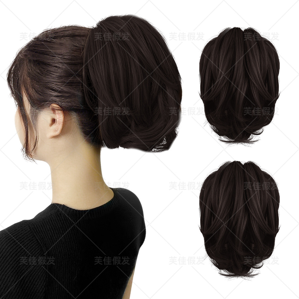 跨境欧美假发女抓夹短马尾高温丝拉美小卷微卷马尾卷发铁丝马尾