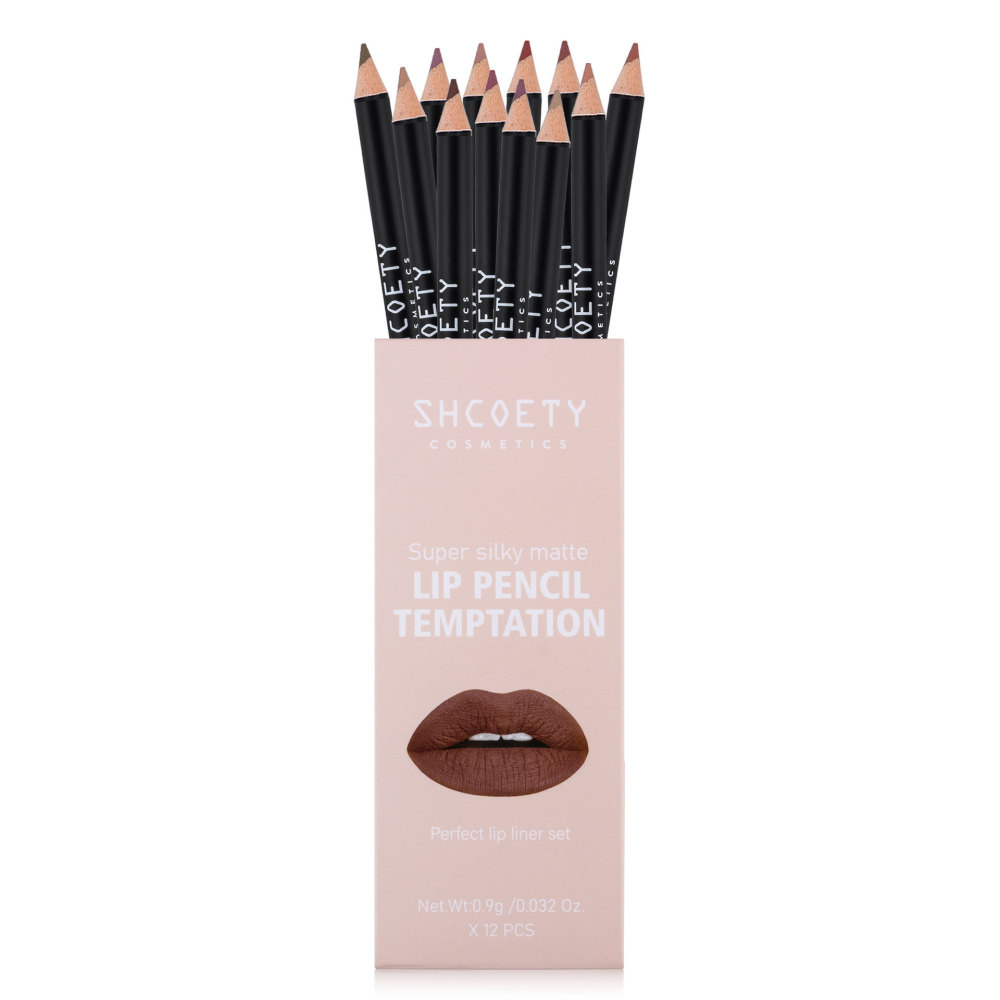 SHCOETY New 12-color Matte Lipstick Lip Liner Set, Nude, Non-transfer, Long-lasting European and American Makeup