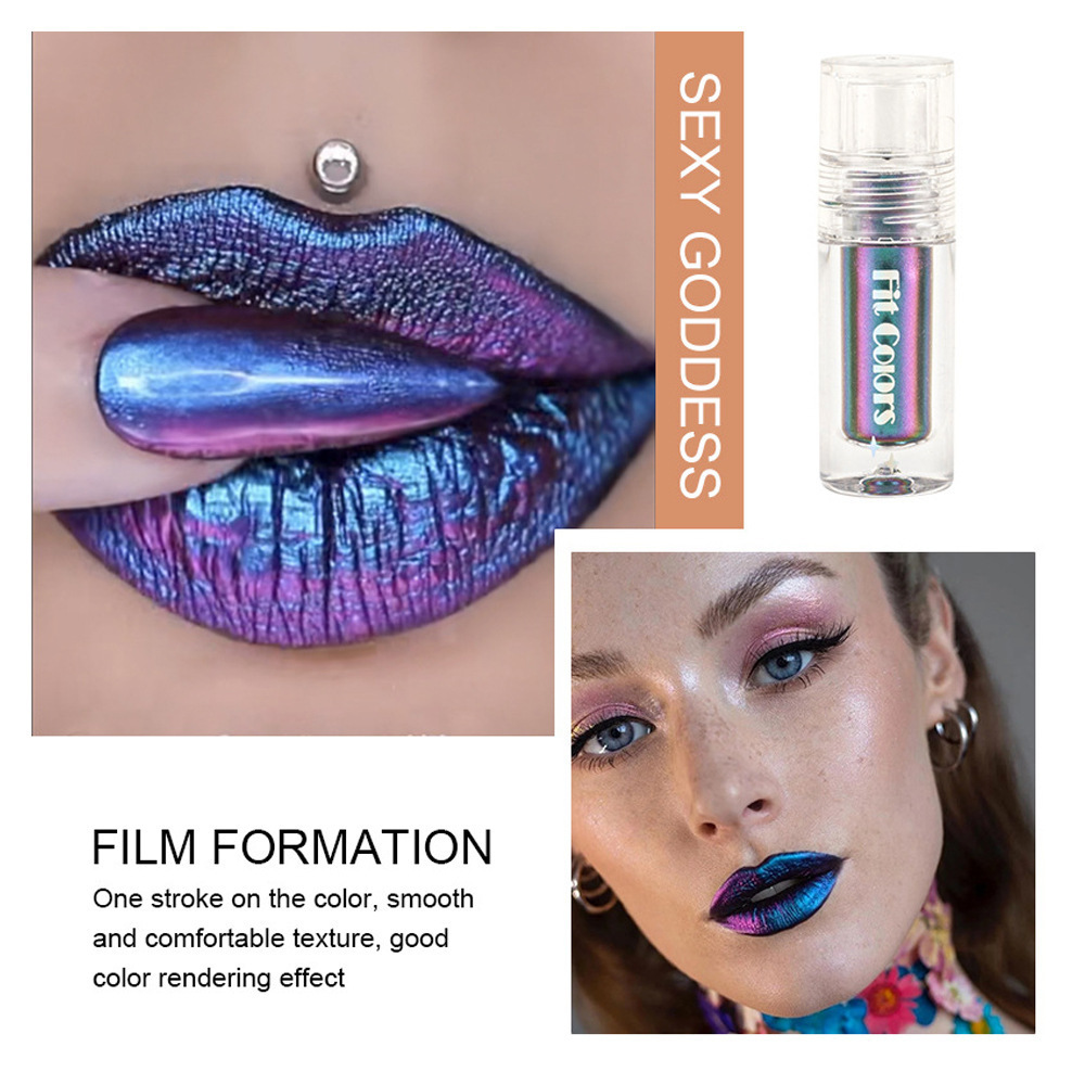 跨境彩妆Fit Colors变色龙眼影套盒温变流光液体眼影液唇液3支装