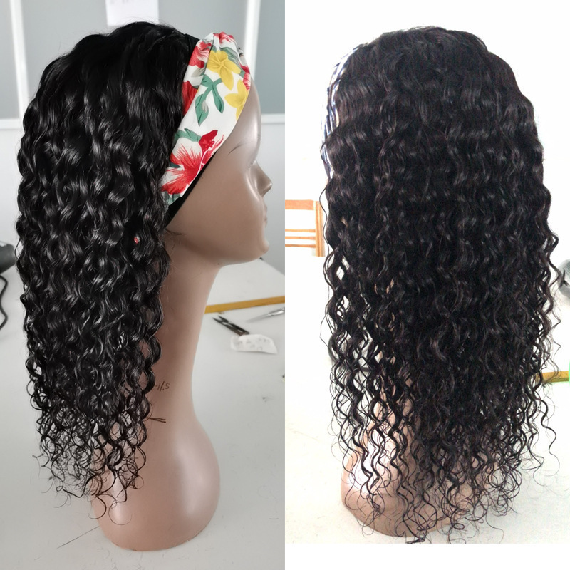 跨境假发 非洲女士发带假发头套 黑色长卷发 小卷发curly一件代发