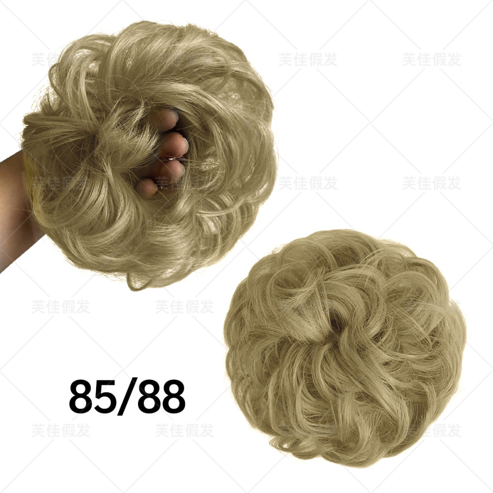 蓬松自然假发子头卷发发圈化纤材质个性凌乱花苞头现货批发