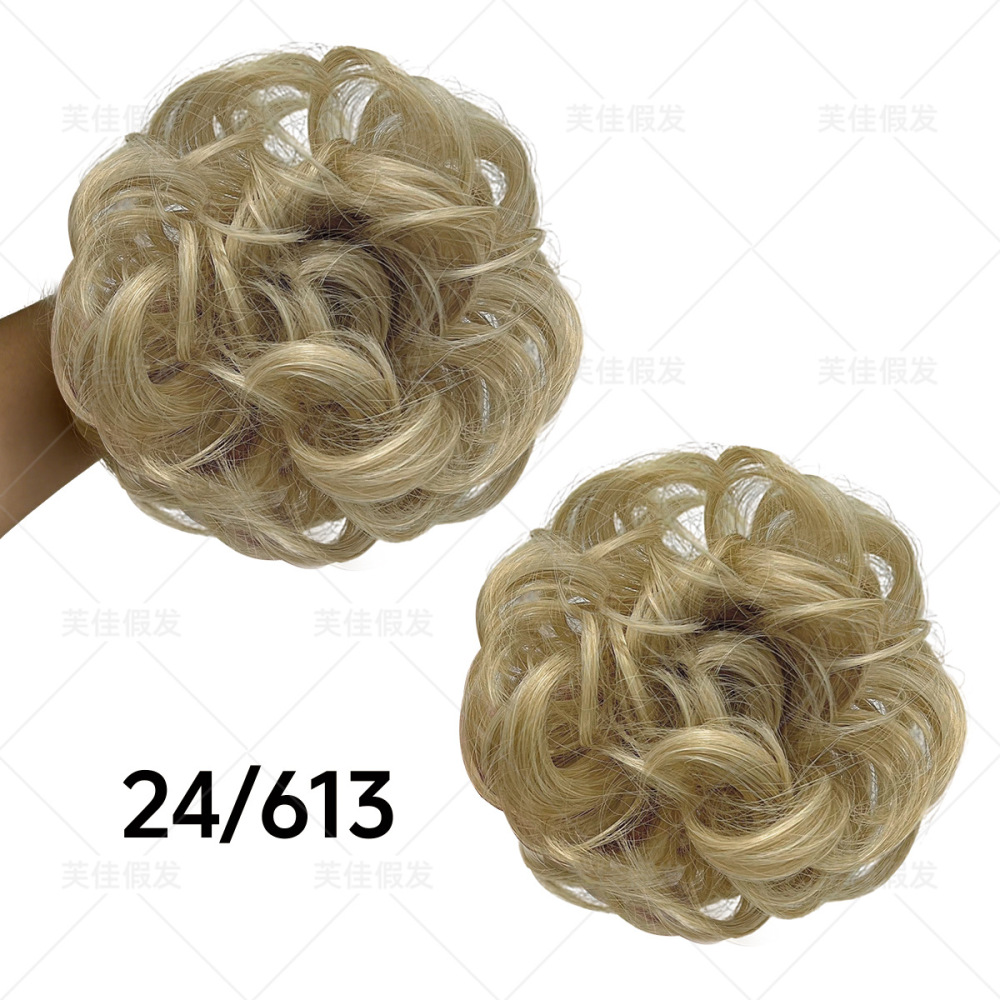 蓬松自然假发子头卷发发圈化纤材质个性凌乱花苞头现货批发