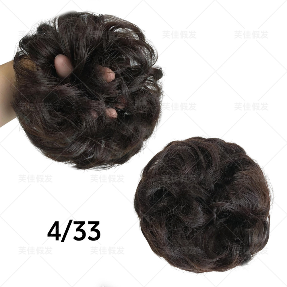 蓬松自然假发子头卷发发圈化纤材质个性凌乱花苞头现货批发