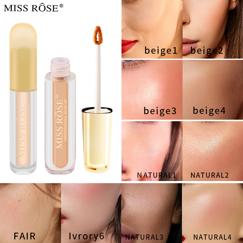 MISS ROSE滋润持久自然不脱妆圆管遮瑕液多色保湿自然哑光遮瑕膏