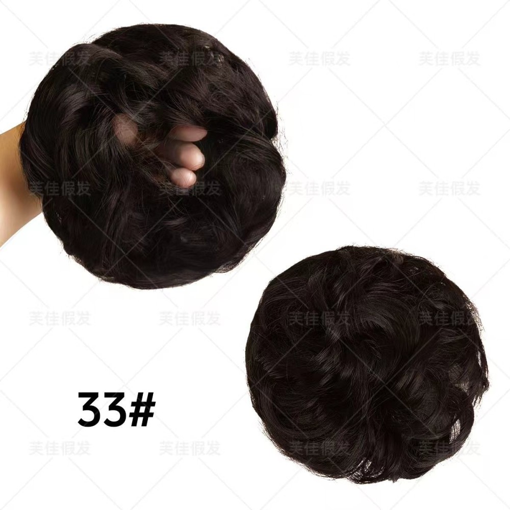 蓬松自然假发子头卷发发圈化纤材质个性凌乱花苞头现货批发