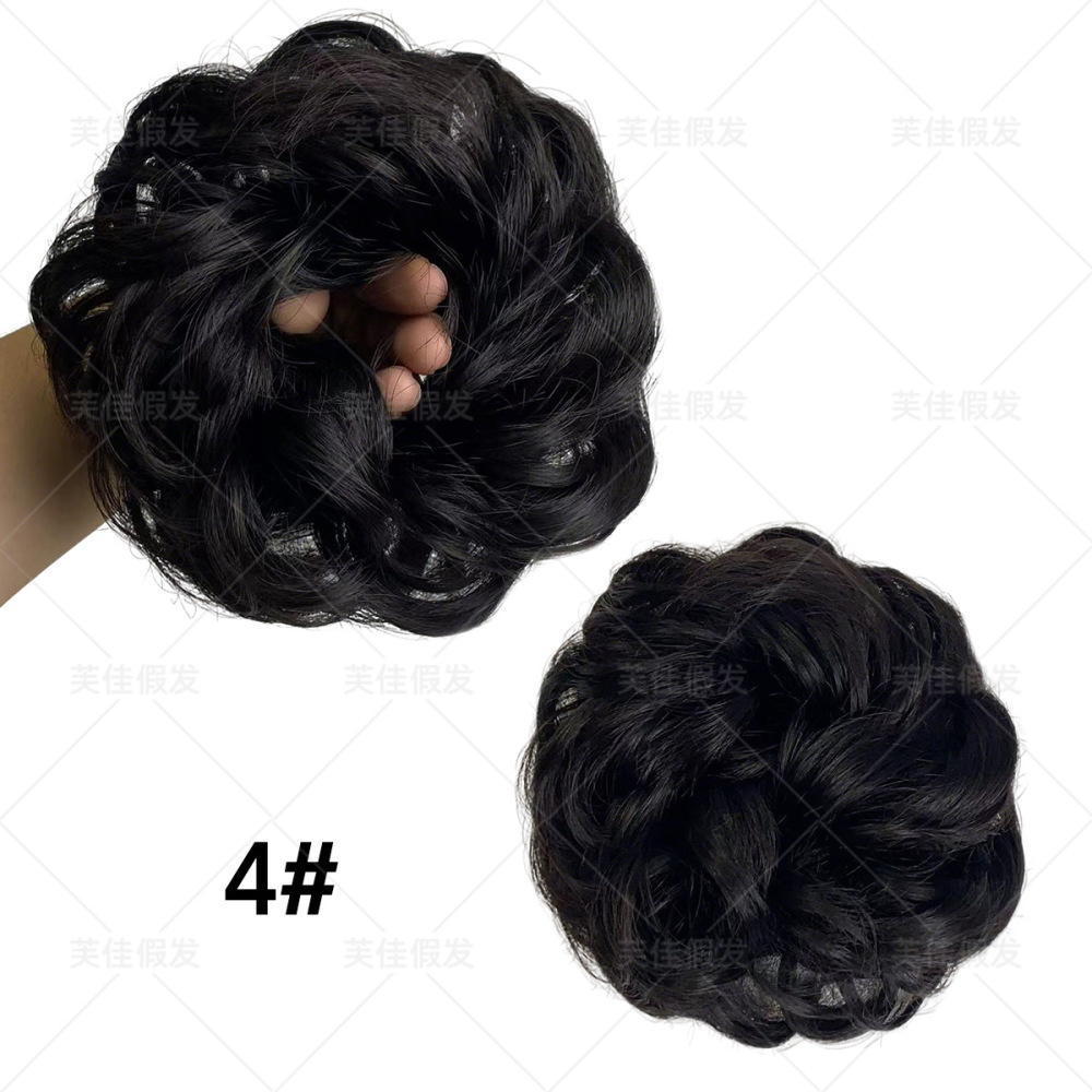蓬松自然假发子头卷发发圈化纤材质个性凌乱花苞头现货批发