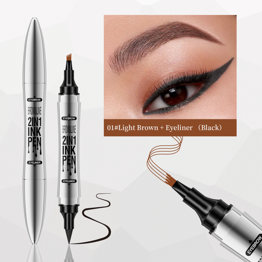 Hellokiss双头四叉液体眉笔+眼线笔 速干防水Eyebrow pencil 新品