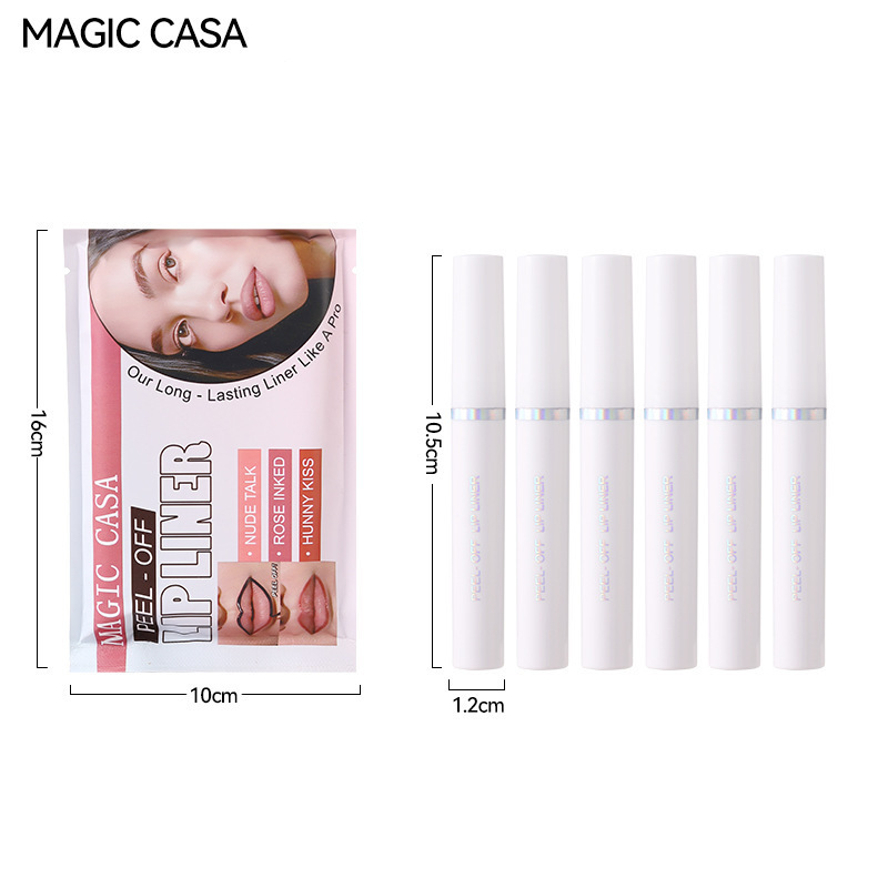 跨境美妆MAGIC CASA 6色撕拉唇釉套装雾面丝绒哑光染色唇彩速卖通