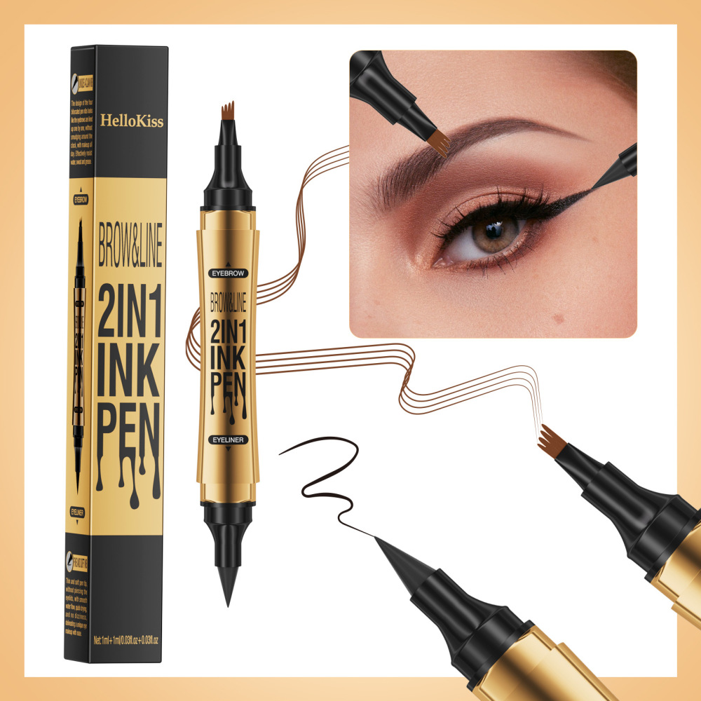 Hellokiss双头四叉液体眉笔+眼线笔 速干防水Eyebrow pencil 新品