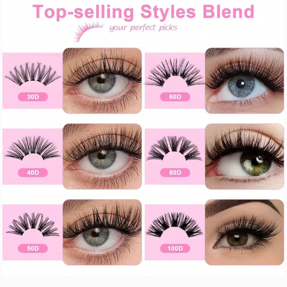 30D 100D混合睫毛延长簇8-16mm天然长浓密阶段假睫毛簇