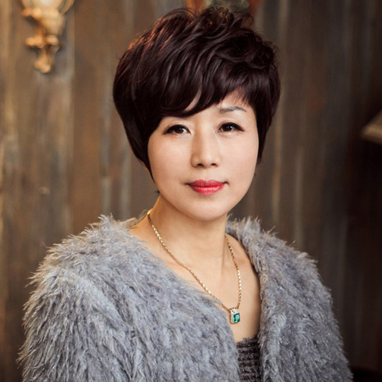 现货新款中老年假发短发卷蓬松短卷发女士发型妈妈老人整顶假发套