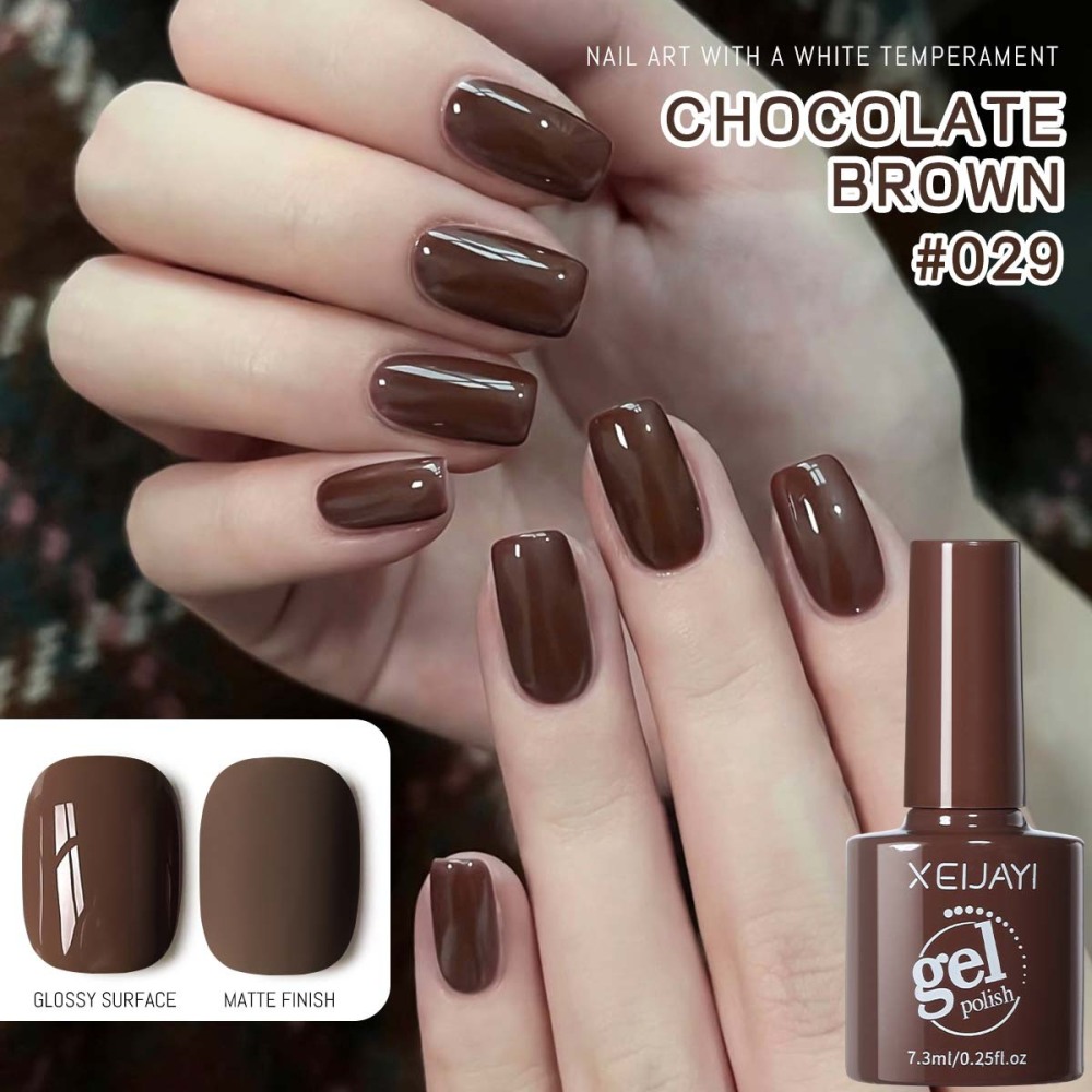 巧克力棕甲油胶2025年新款高饱和复古棕色系美甲店专用