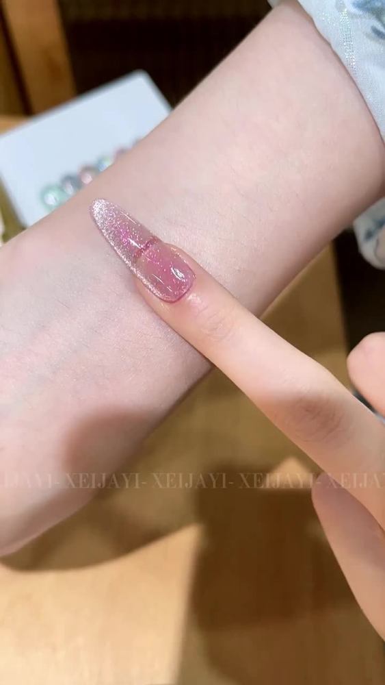夏日碎冰冰猫眼甲油胶透明底碎钻猫眼胶彩虹色美甲店专用偏光猫眼
