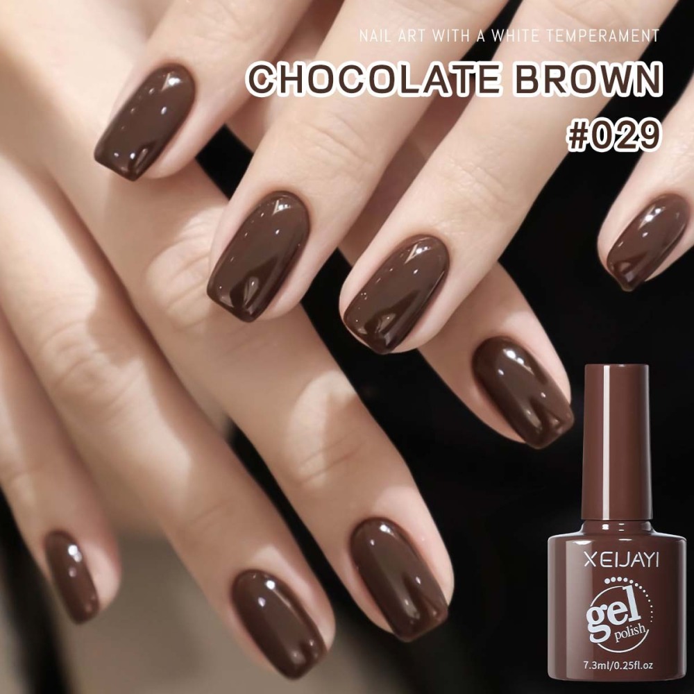 巧克力棕甲油胶2025年新款高饱和复古棕色系美甲店专用