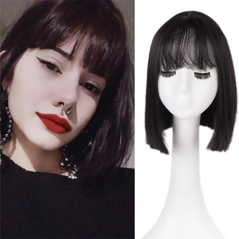 亚马逊假发女欧美时尚化纤头套女齐刘海短直发Bobo假发女厂家现货
