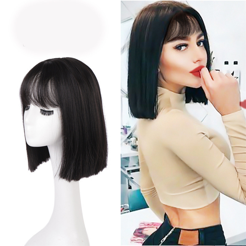 亚马逊假发女欧美时尚化纤头套女齐刘海短直发Bobo假发女厂家现货