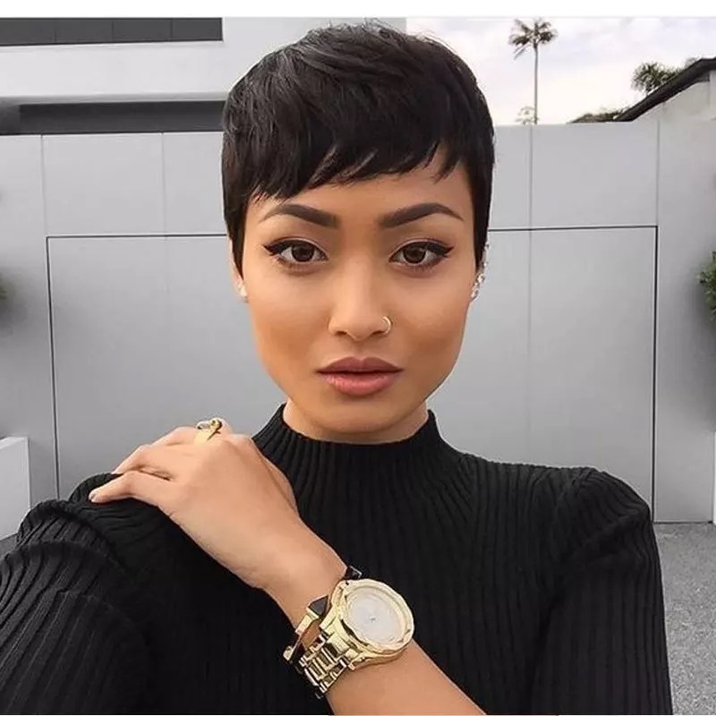 假发女短发女士厂家批发斜刘海短直发跨境外贸非洲欧美时尚假发套
