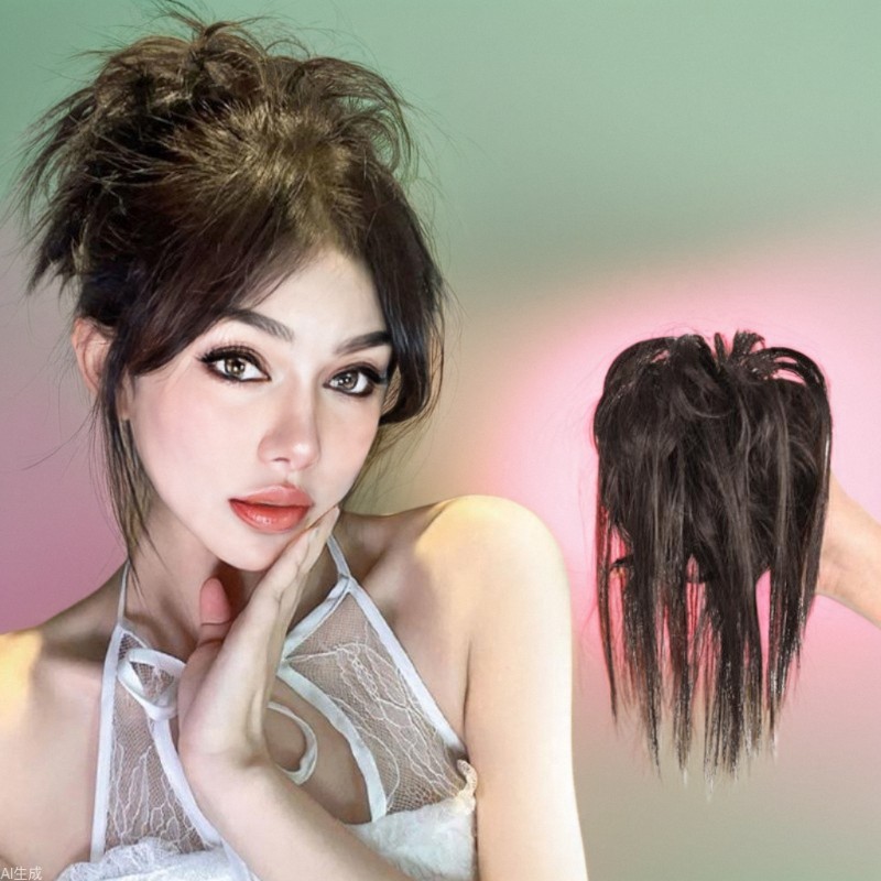 鸡窝丸子头假发女抓夹辣妹头饰发包懒人蓬松盘发假发发圈厂家直销