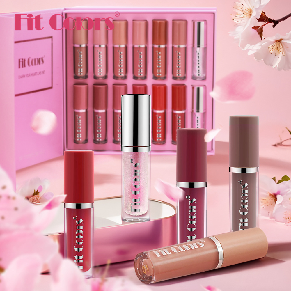 Fit Colors14色唇彩礼盒套装哑光珠光不易粘杯唇彩唇油液体口红