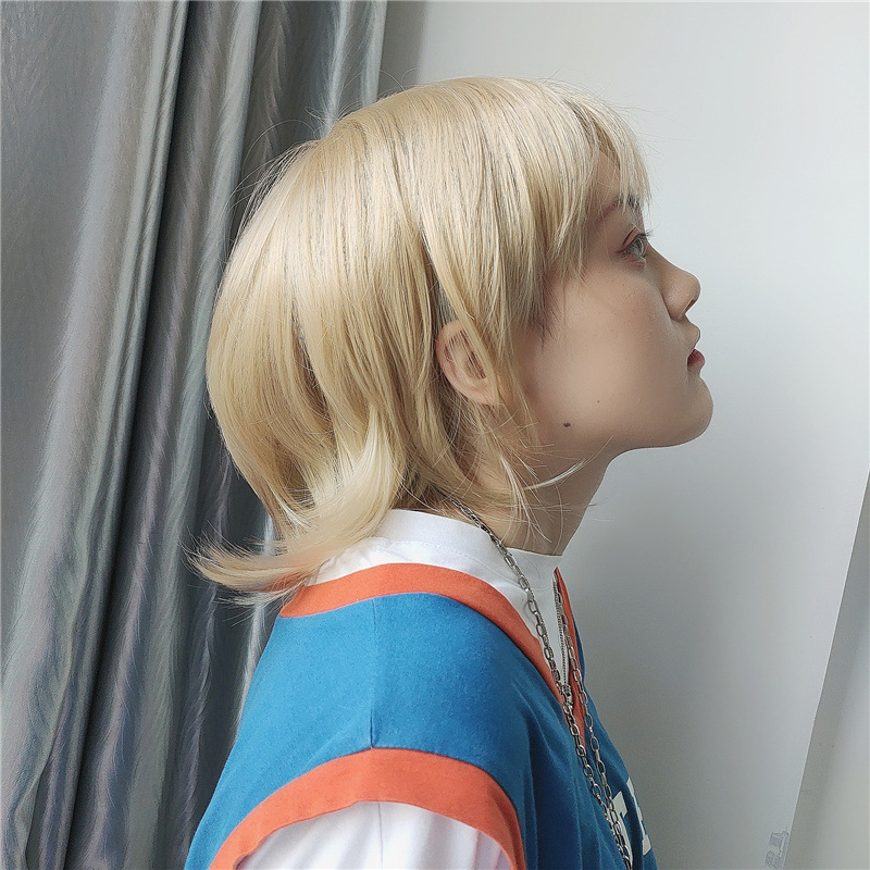鲻鱼头假发女cosplay日系少年短发基佬毛拖尾狼尾鲻鱼头现货批发