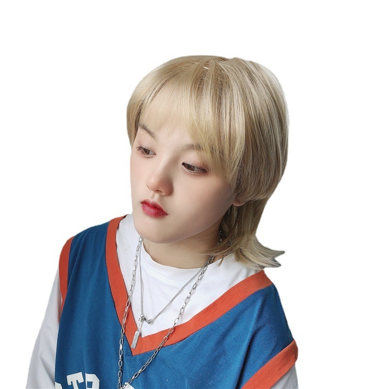 鲻鱼头假发女cosplay日系少年短发基佬毛拖尾狼尾鲻鱼头现货批发