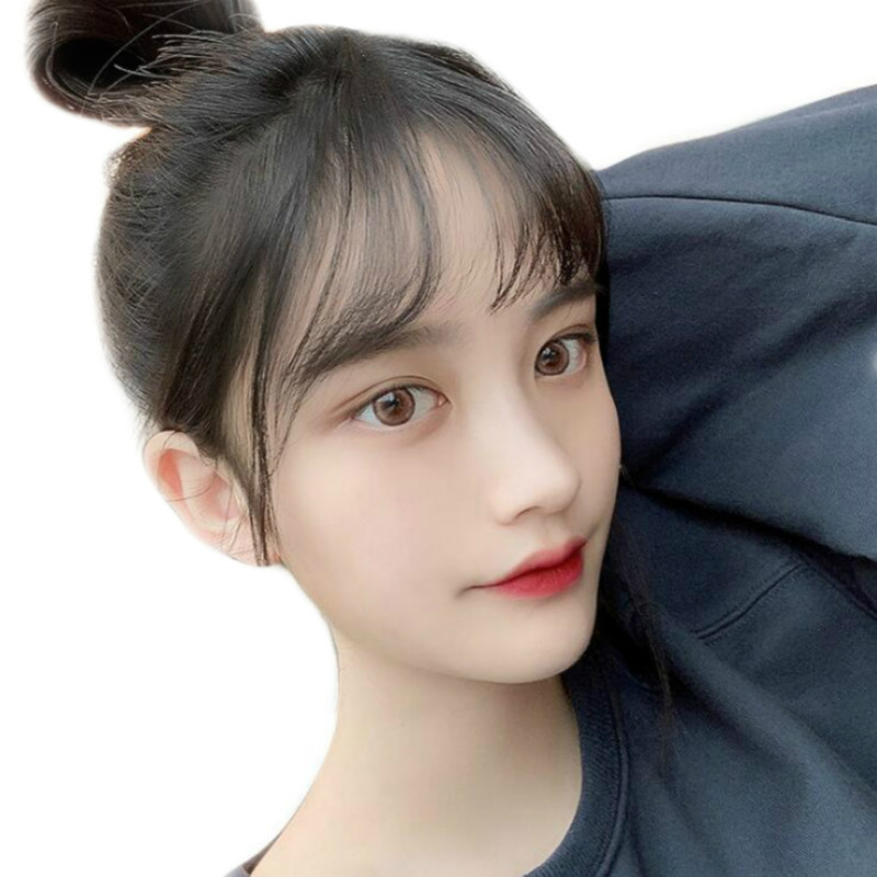 全手织空气刘海假发片真人发丝隐形刘海片迷你齐刘海假发片女现货
