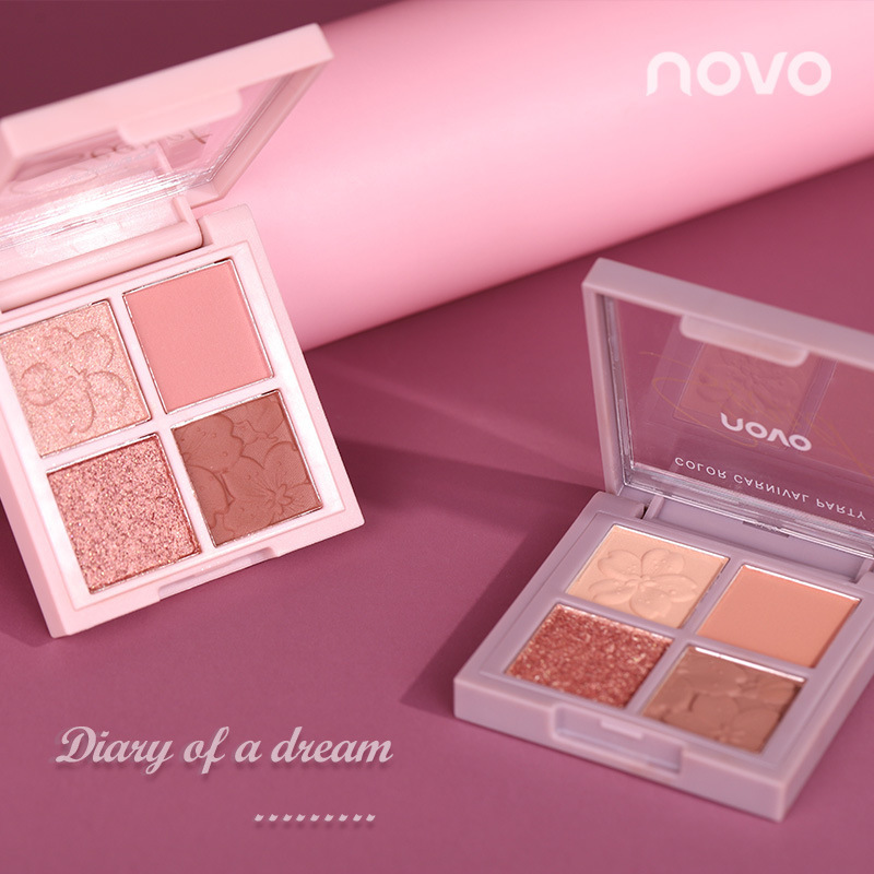 彩妆NOVO5330樱之物语四色眼影直播网红多色珠光大地色眼影盘批发