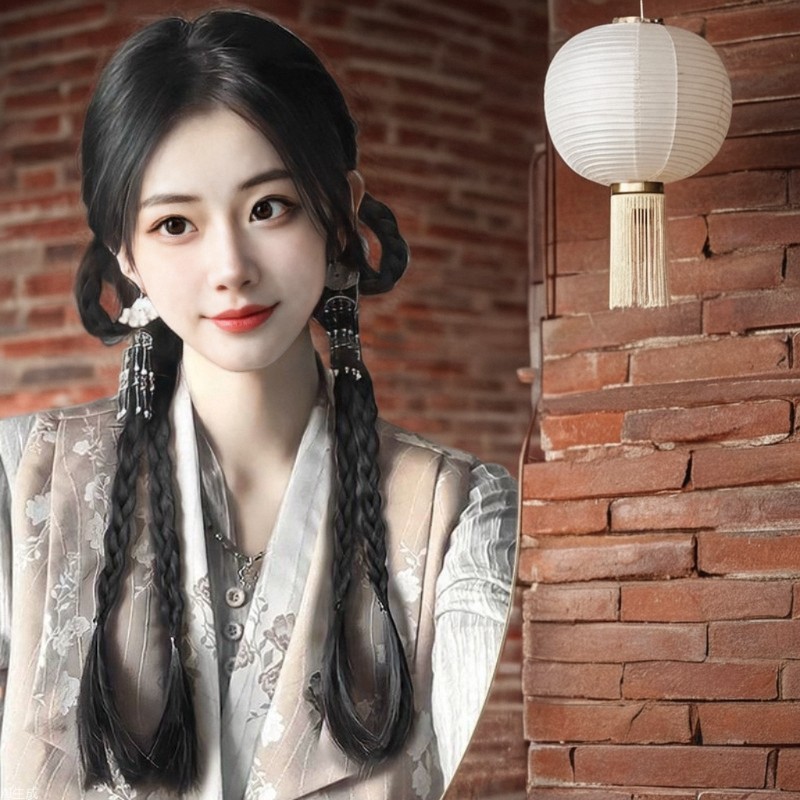 假发辫子女高马尾麻花长辫子新中式甜酷编发垂耳双马尾拳击辫现货