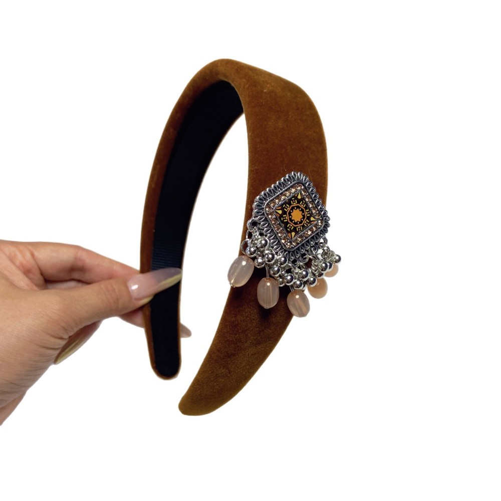 欧美女士时尚复古棕色发箍假发一体仿真U型高温丝半头套现货批发
