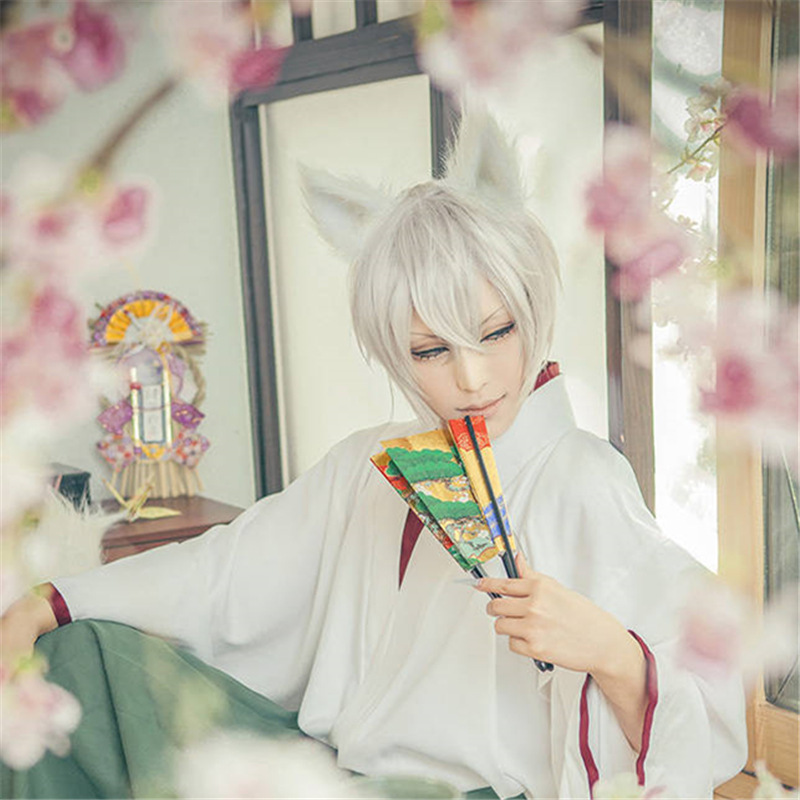 现货跨境货源男士假发短发cos动漫白色cosplay假毛亚马逊一件代发