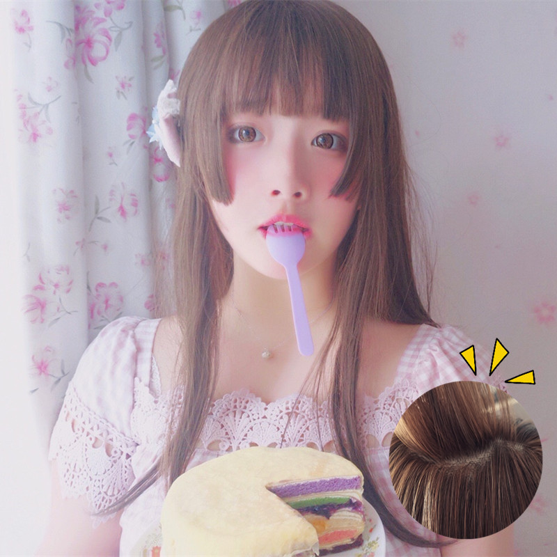 二次元假发女cosplay动漫化纤头套女公主切齐刘海长直发厂家现货