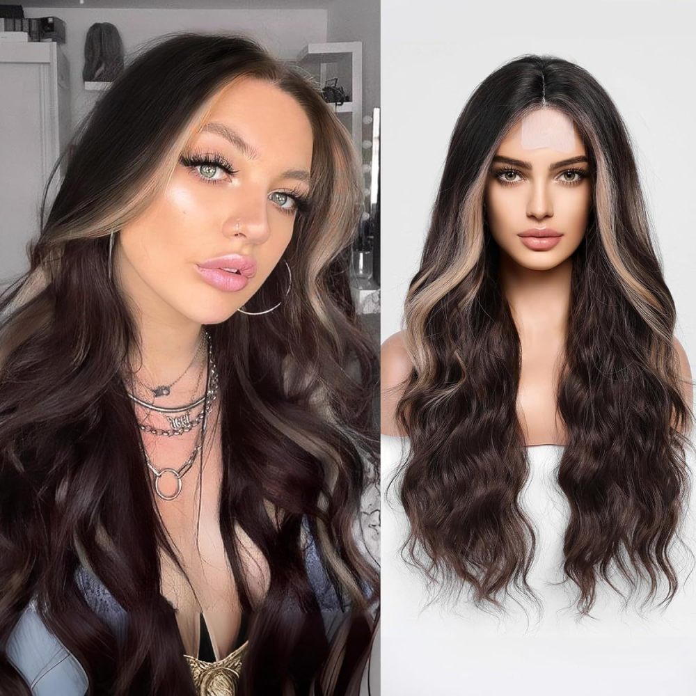 New Women's Lace Front Synthetic Wig Small Lace Center Parted Long Curls