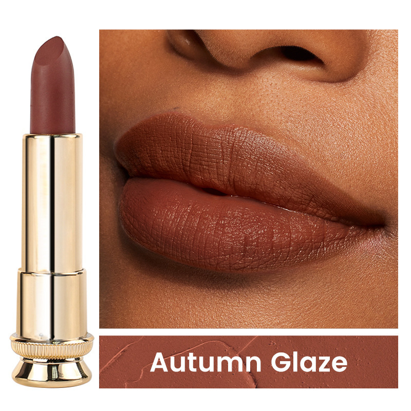 跨境现货丝绒不粘杯黑金管哑光中性口红无logo新款Matte Lipstick