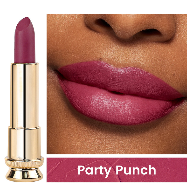 跨境现货丝绒不粘杯黑金管哑光中性口红无logo新款Matte Lipstick