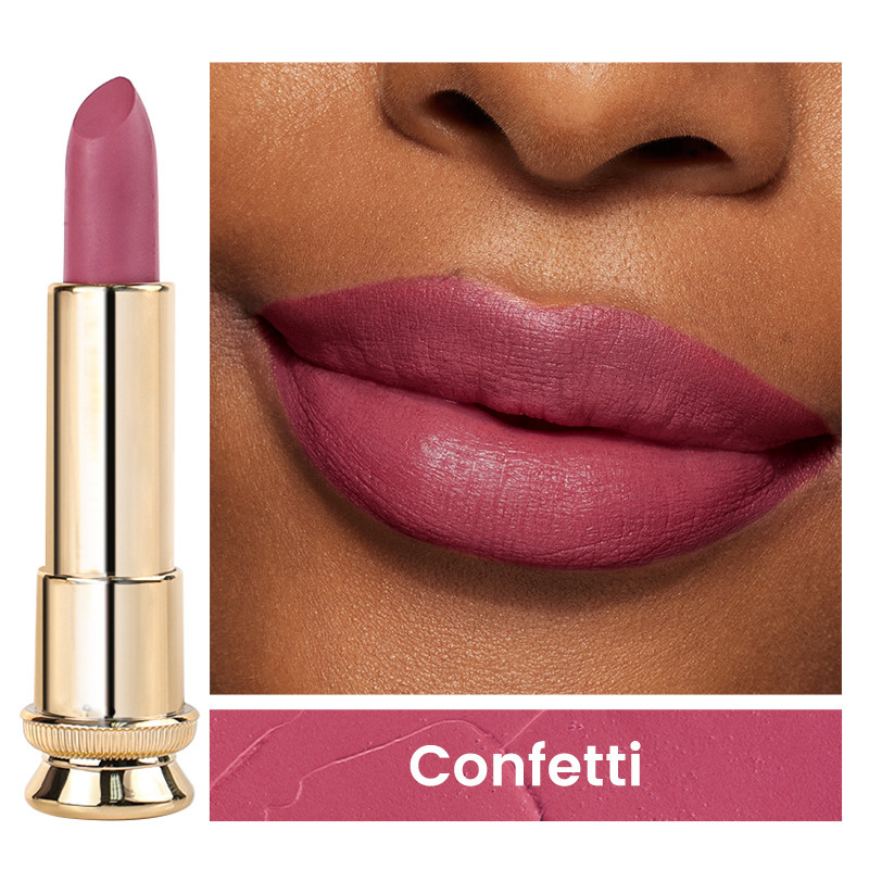 跨境现货丝绒不粘杯黑金管哑光中性口红无logo新款Matte Lipstick