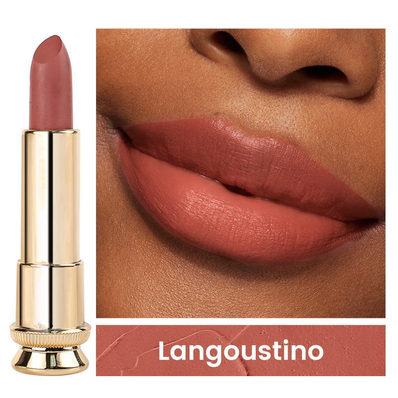 跨境现货丝绒不粘杯黑金管哑光中性口红无logo新款Matte Lipstick
