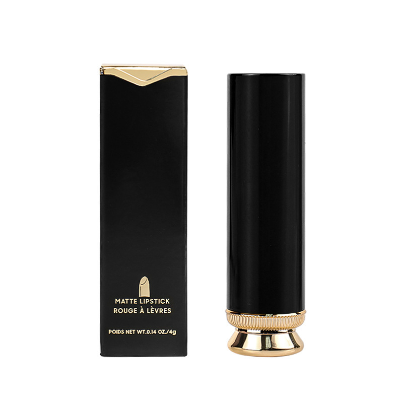 跨境现货丝绒不粘杯黑金管哑光中性口红无logo新款Matte Lipstick