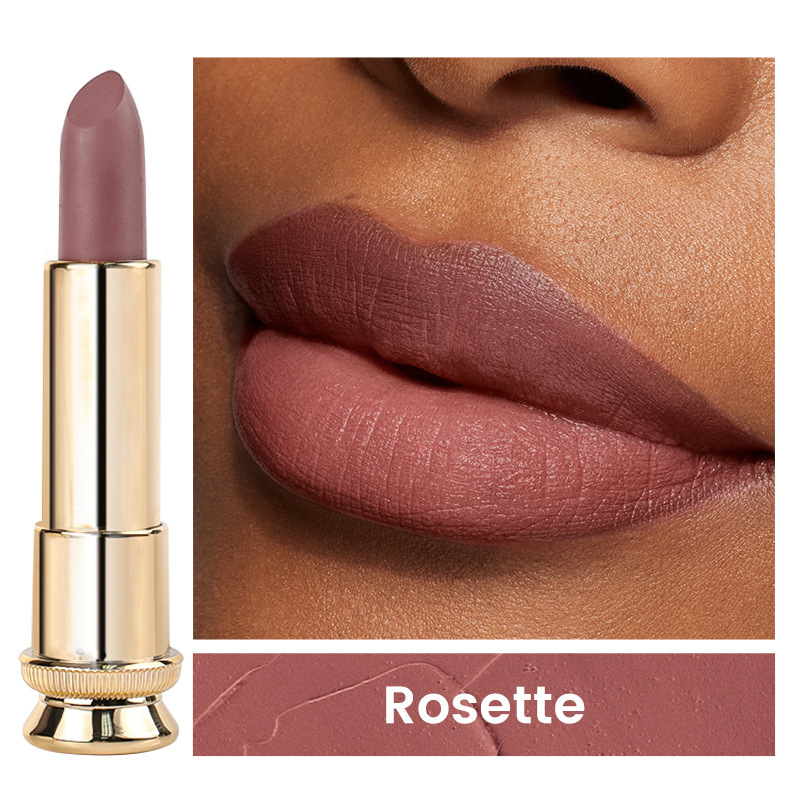 跨境现货丝绒不粘杯黑金管哑光中性口红无logo新款Matte Lipstick