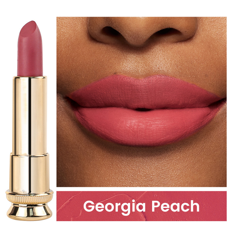 跨境现货丝绒不粘杯黑金管哑光中性口红无logo新款Matte Lipstick