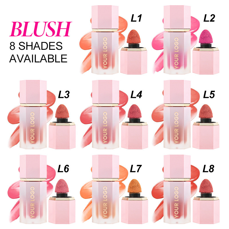 小单快定外贸8色腮红无Logo液体腮红跨境小批量印刷Liquid Blush