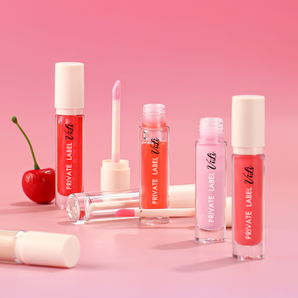 外贸跨境水果钻石圆形唇彩无logo唇釉丰唇透明彩妆现货lip gloss