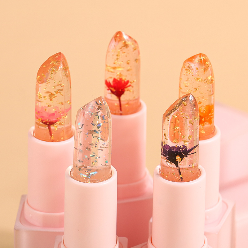 跨境无logo小批量变色口红自然滋润保湿 Flower Lipstick