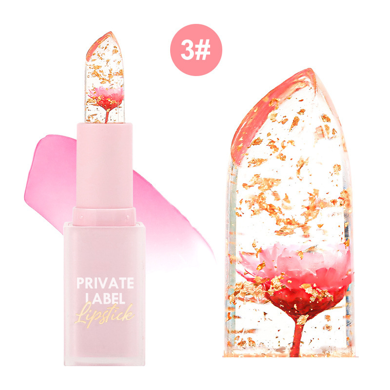跨境无logo小批量变色口红自然滋润保湿 Flower Lipstick